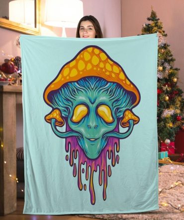 Cozy Psychedelic Alien Mushroom Throw Blanket – Vibrant Art For Home Decor & Gifts