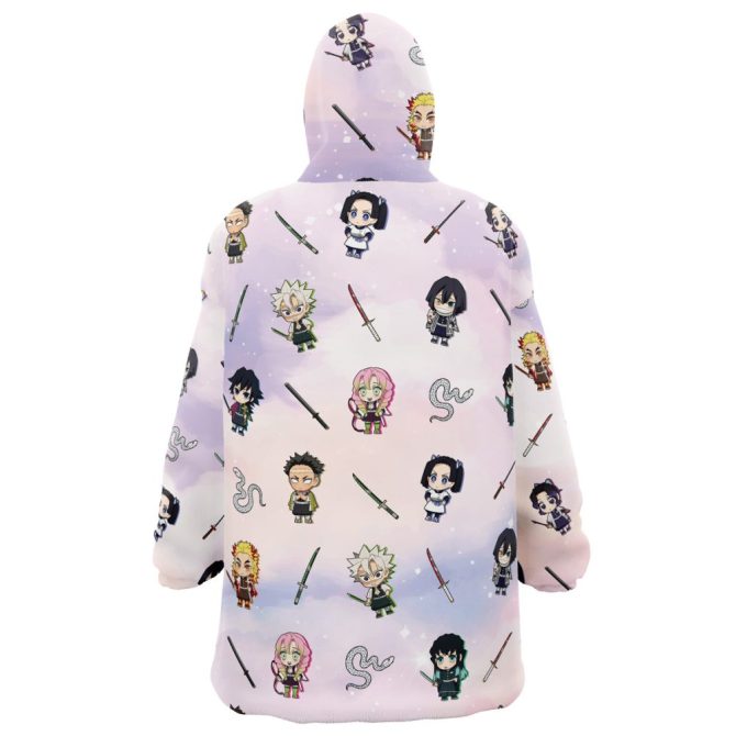 Chibi Hashira Pattern Demon Slayer Hooded Blanket Hoodie - Image 2