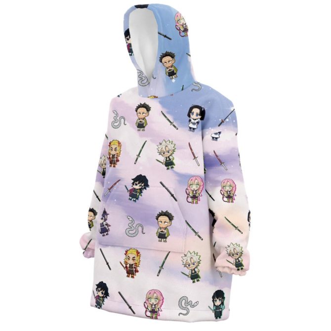 Chibi Hashira Pattern Demon Slayer Hooded Blanket Hoodie - Image 3