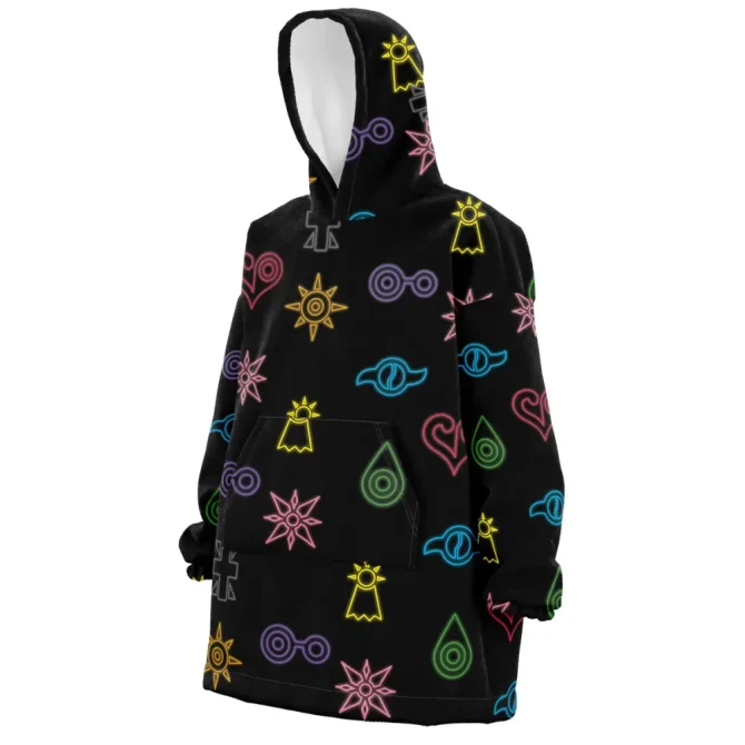 Crest Symbols Digimon Pattern Hooded Blanket Hoodie