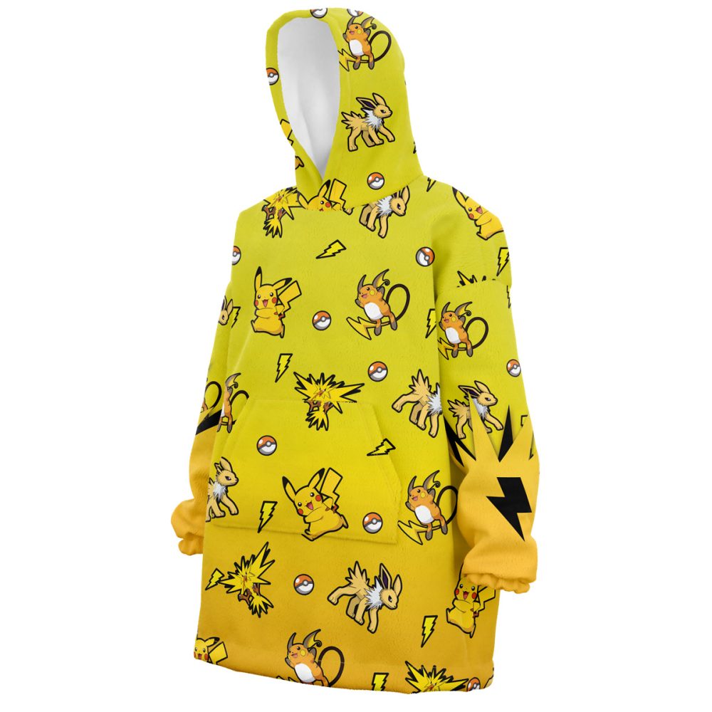 Electric Type Pattern Pokemon Hooded Blanket Hoodie - Image 2