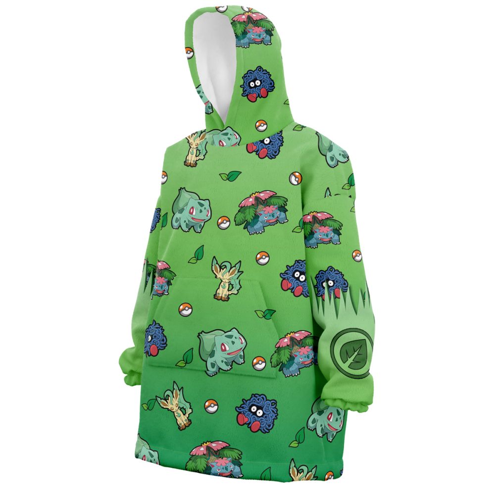 Grass Type Pattern Pokemon Hooded Blanket Hoodie - Image 3