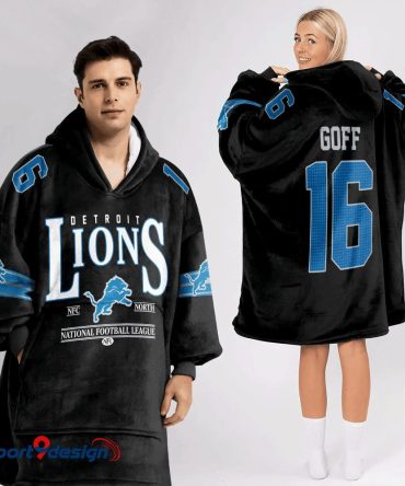 Jared Goff 16 Detroit Lions Football Hooded Blanket Hoodie