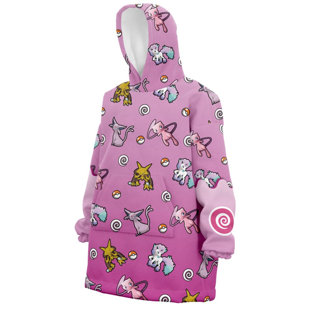 Psychic Type Pattern Pokemon Hooded Blanket Hoodie - Image 2