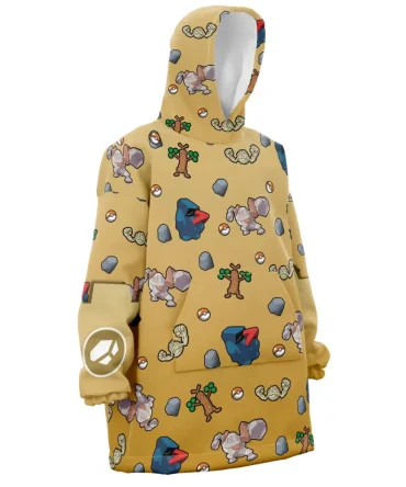 Rock Type Pattern Pokemon Hooded Blanket Hoodie