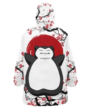 Snorlax Cherry Blossom Pokemon Hooded Blanket Hoodie