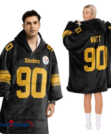 T. J. Watt 90 Pittsburgh Steelers Football Hooded Blanket Hoodie