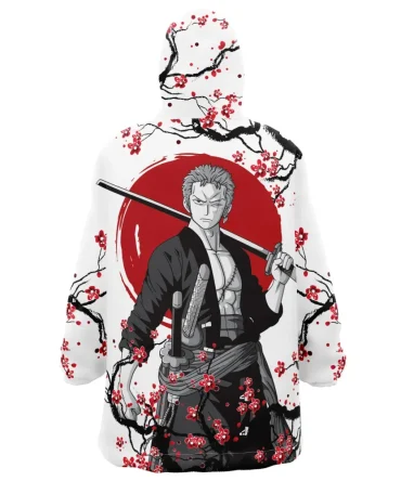 Zoro Cherry Blossom One Piece Hooded Blanket Hoodie
