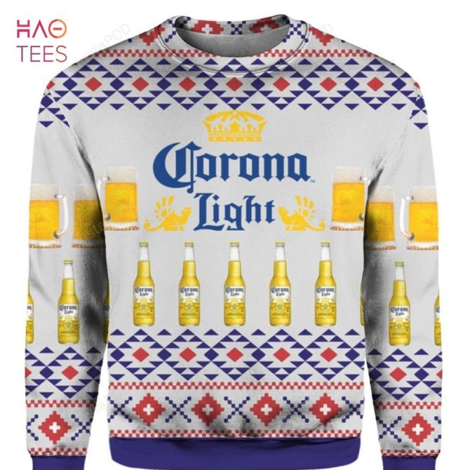 Best Corona Light Beer Ugly Christmas Ugly Christmas Sweater All Over Print Sweatshirt - Image 2