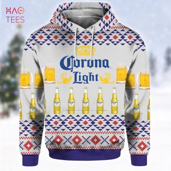 Best Corona Light Beer Ugly Christmas Ugly Christmas Sweater All Over Print Sweatshirt - Image 3