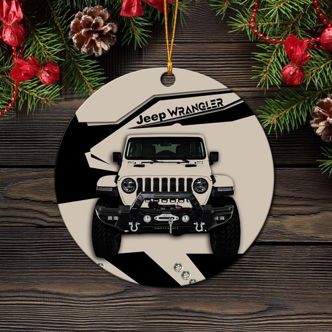 Cream Jeep Mica Ornament Perfect Gift For Holiday - Image 2