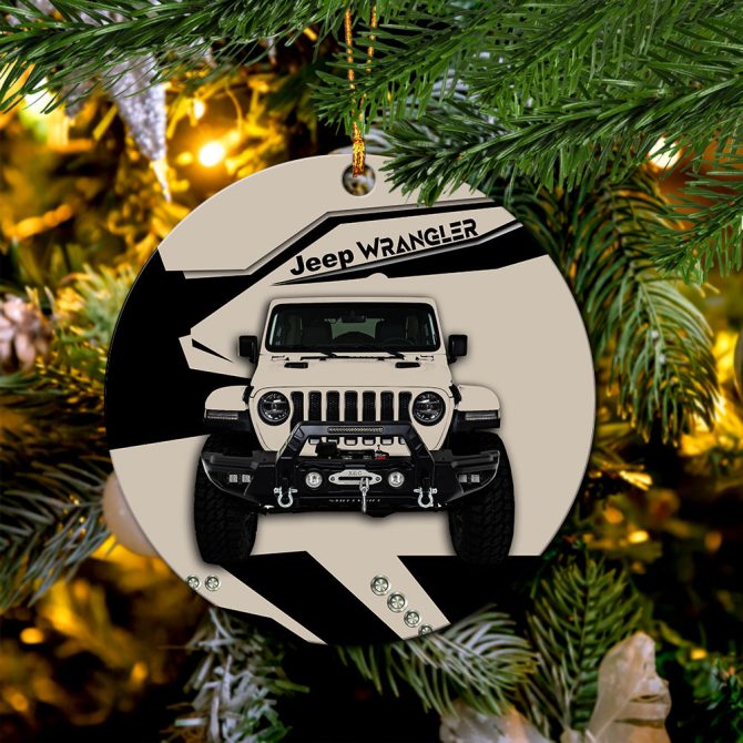 Cream Jeep Mica Ornament Perfect Gift For Holiday - Image 3