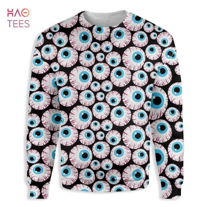 Best Creepy Eyeballs Halloween Ugly Christmas Ugly Christmas Sweater All Over Print Sweatshirt