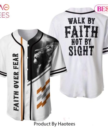 Faith Over Fear Inspirational Lion Baseball Jersey - Motivational Apparel By Haotees