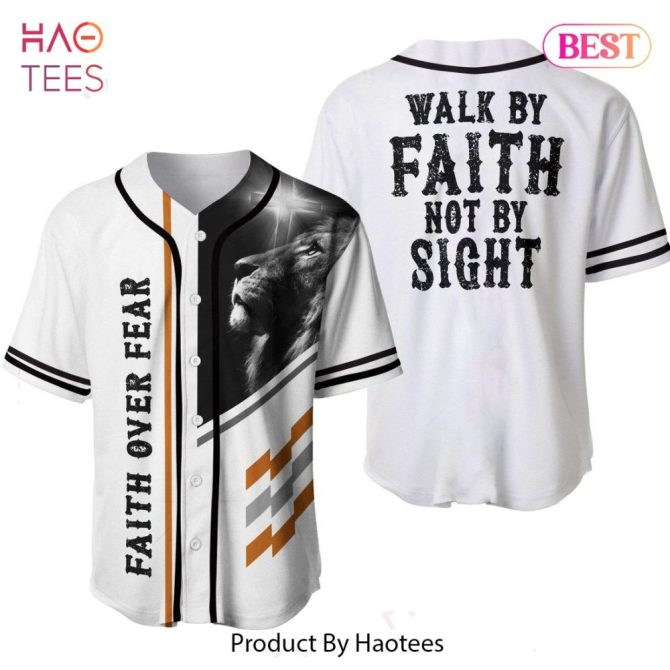 Faith Over Fear Inspirational Lion Baseball Jersey - Motivational Apparel By Haotees