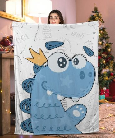 Cozy Kids Dinosaur Blanket - Soft, Cute Blue Dino Design For Snuggly Nights
