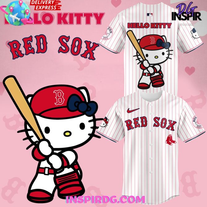 Boston Red Sox X Hello Kitty Night 2024 Stripe Baseball Jersey