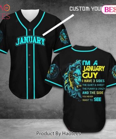 Custom January Guy Baseball Jersey - Unique Lion Design For Men - Perfect Birthday Gift!