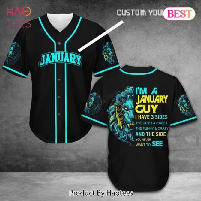 Custom January Guy Baseball Jersey - Unique Lion Design For Men - Perfect Birthday Gift!