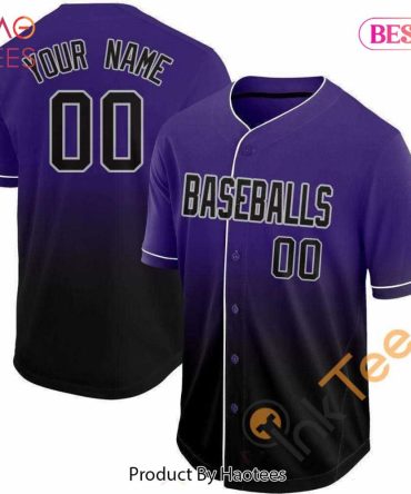Customizable Baseball Jersey - Personalize Name & Number - Purple Gradient Design