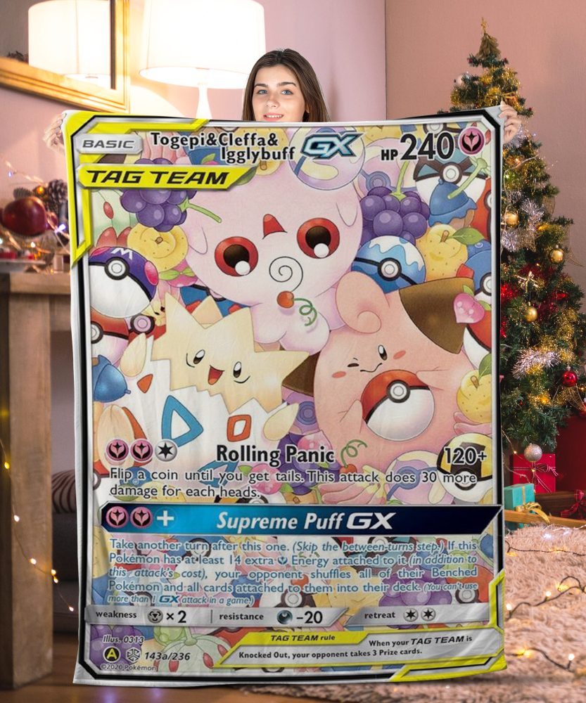 Cute Pokemon Togegi &Amp; Cleffa &Amp; Igglybuff Pokemon Card Blanket