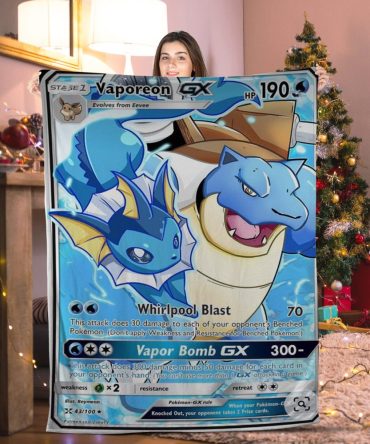 Cute Pokemon Vaporeon Gx Pokemon Card Blanket