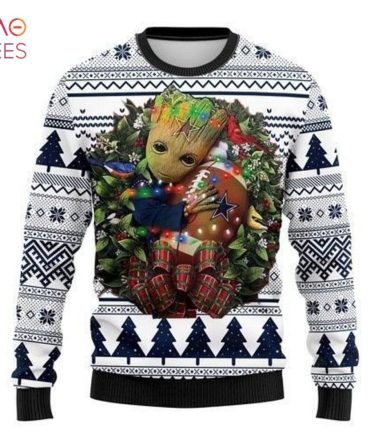Best Dallas Cowboys Groot Hug Ugly Christmas Ugly Christmas Sweater All Over Print