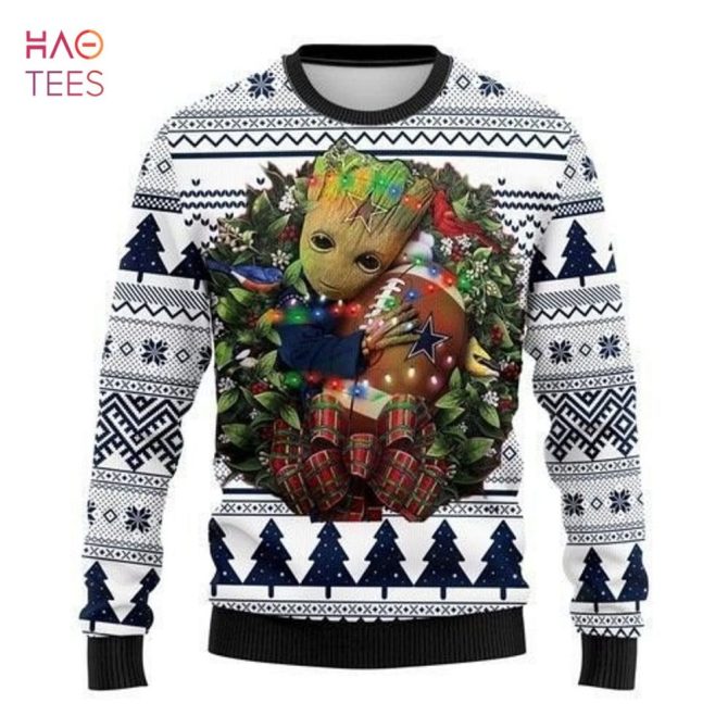 Best Dallas Cowboys Groot Hug Ugly Christmas Ugly Christmas Sweater All Over Print