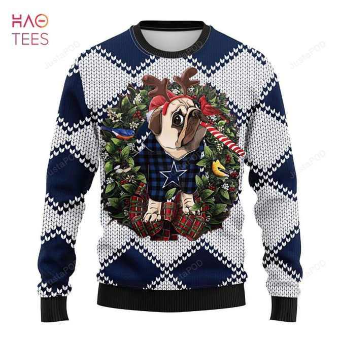 Best Dallas Cowboys Pug Dog Ugly Christmas Ugly Christmas Sweater All Over Print