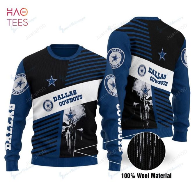 Best Dallas Cowboys Ugly Christmas Ugly Christmas Sweater All Over Print Sweatshirt Ugly - Image 2