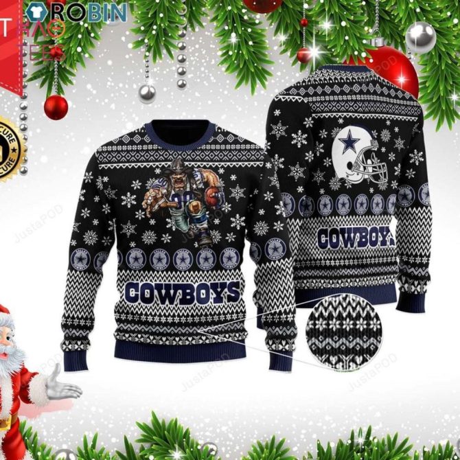 Best Dallas Cowboys Ugly Christmas Ugly Christmas Sweater All Over Print Sweatshirt Ugly - Image 17