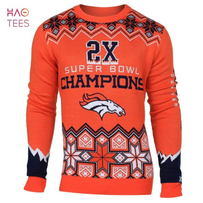 Best Denver Broncos Nfl Super Bowl Commemorative Crew Neck Ugly Christmas Sweater