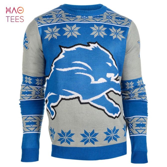 Best Detroit Lions Big Logo Nfl Ugly Christmas Sweater