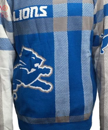 Best Detroit Lions Men'S Plaid Crew Neck Nfl Ugly Christmas Sweater