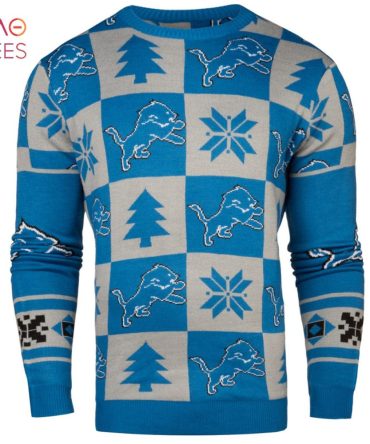 Best Detroit Lions Patches Nfl Ugly Crew Neck Ugly Christmas Sweater By Forever Collectibles