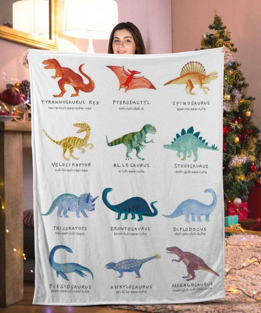 Dinosaur Blanket For Kids - Cozy Educational Throw With Fun Dino Illustrations - Perfect Gift For Dino Lovers!