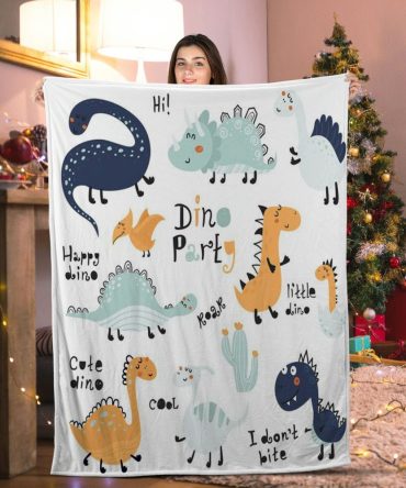 Cozy Dino Party Throw Blanket - Cute & Fun Dinosaur Design For Kids & Adults