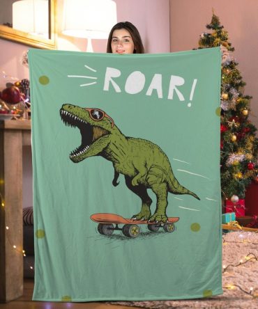 Cozy Dinosaur Throw Blanket - Fun T-Rex Skater Design - Perfect Gift For Kids & Dino Lovers!