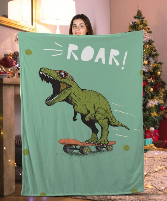 Cozy Dinosaur Throw Blanket - Fun T-Rex Skater Design - Perfect Gift For Kids & Dino Lovers!