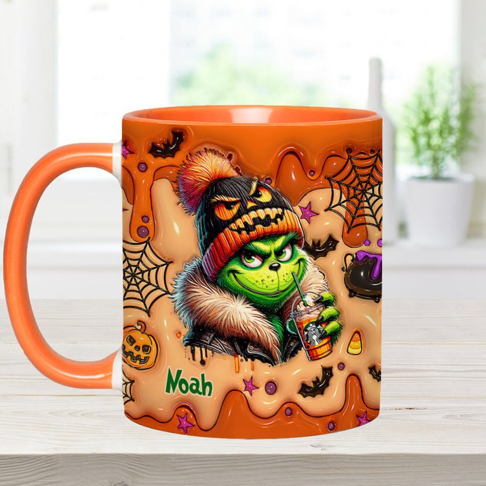 Green Halloween - Personalized Stole Christmas Accent Mug - Image 2