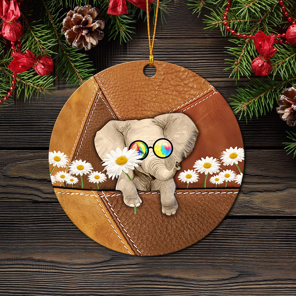 Elephant Hippie Ceramic Ornament Perfect Gift For Holiday - Image 2