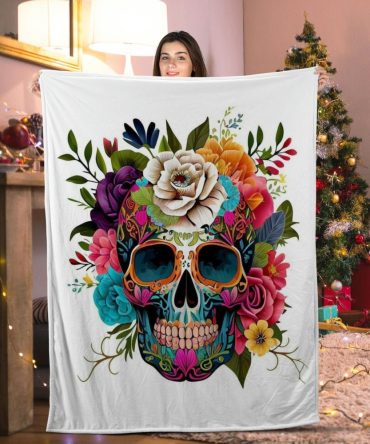 Vibrant Sugar Skull Blanket – Cozy Floral Design For Home Décor & Gifts