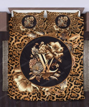 Flowers And Leopard Pattern Louis Vuitton Bedding Sets