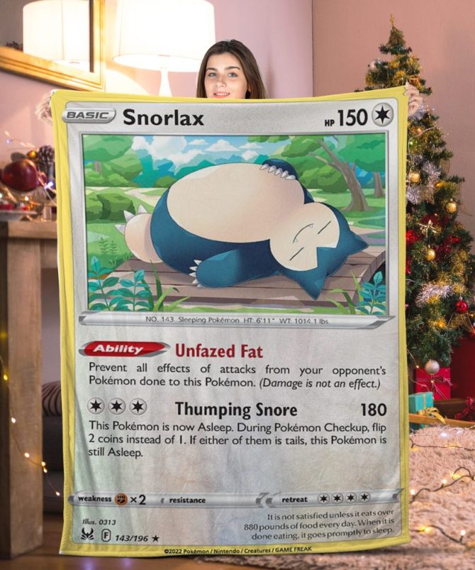Cozy Snorlax Pokémon Card Blanket - Perfect Holiday Gift For Fans!