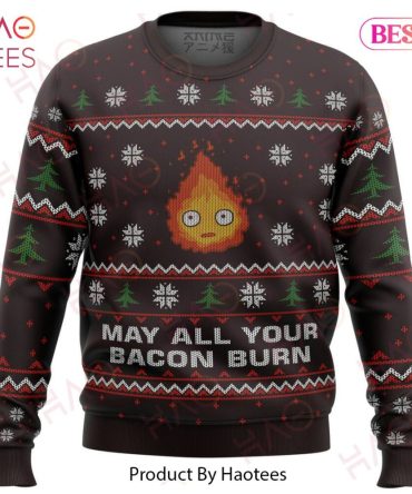 Cozy Holiday Sweater - Funny 'May All Your Bacon Burn' Design , Perfect Christmas Gift!