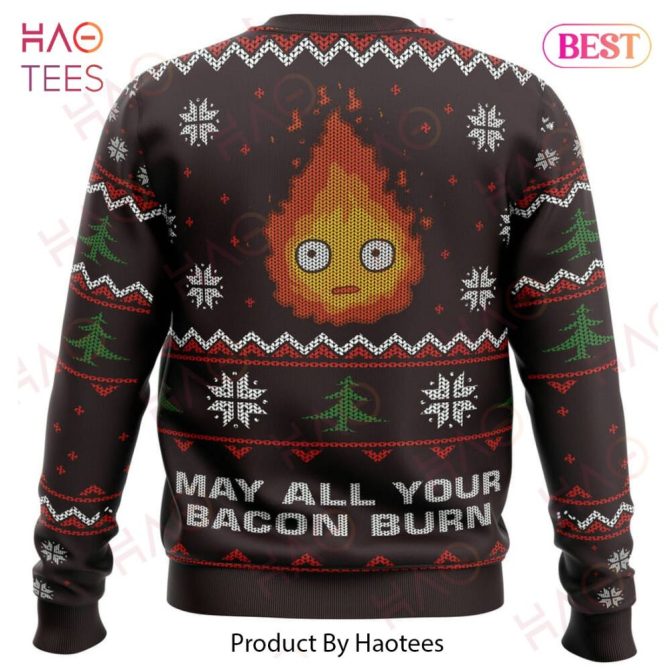Cozy Holiday Sweater - Funny 'May All Your Bacon Burn' Design , Perfect Christmas Gift! - Image 2