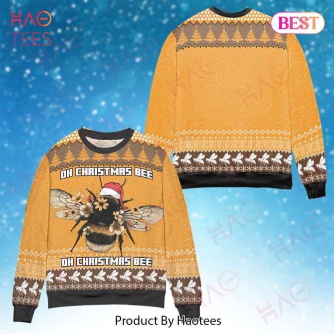 Bee Ugly Christmas Holiday Sweater Oh Christmas Holiday Bee Brown Sweater Bee Sweater - Image 2