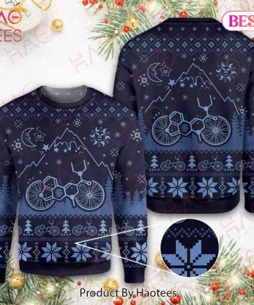 Bicycle Ugly Christmas Holiday Sweater Lsd Bicycle Christmas Holiday Pattern Dark Blue Sweater Bicycle Sweater