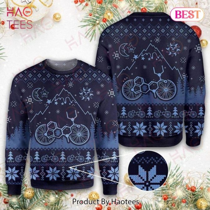 Bicycle Ugly Christmas Holiday Sweater Lsd Bicycle Christmas Holiday Pattern Dark Blue Sweater Bicycle Sweater