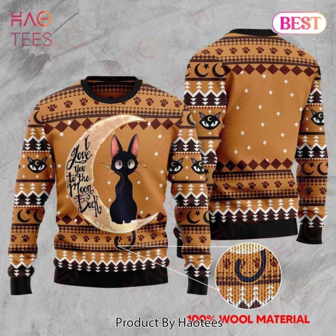 Cat Ugly Sweater Black Cat I Love You To The Moon And Back Sweater Cat Sweater